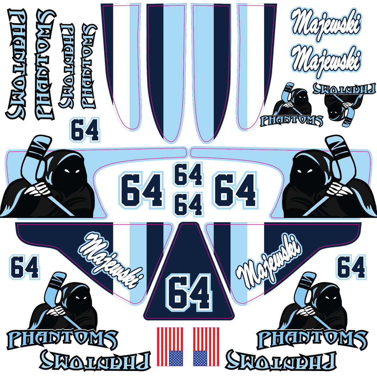 Shop DARIEN PHANTOMS Custom Hockey Goalie Helmet Wrap Kit BLADESHARK