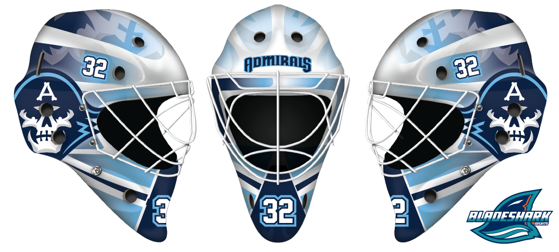 football goalie helmet Shop MILWAUKEE JR ADMIRALS Custom Hockey Goalie Helmet Wrap Kit| BLADESHARK Sports