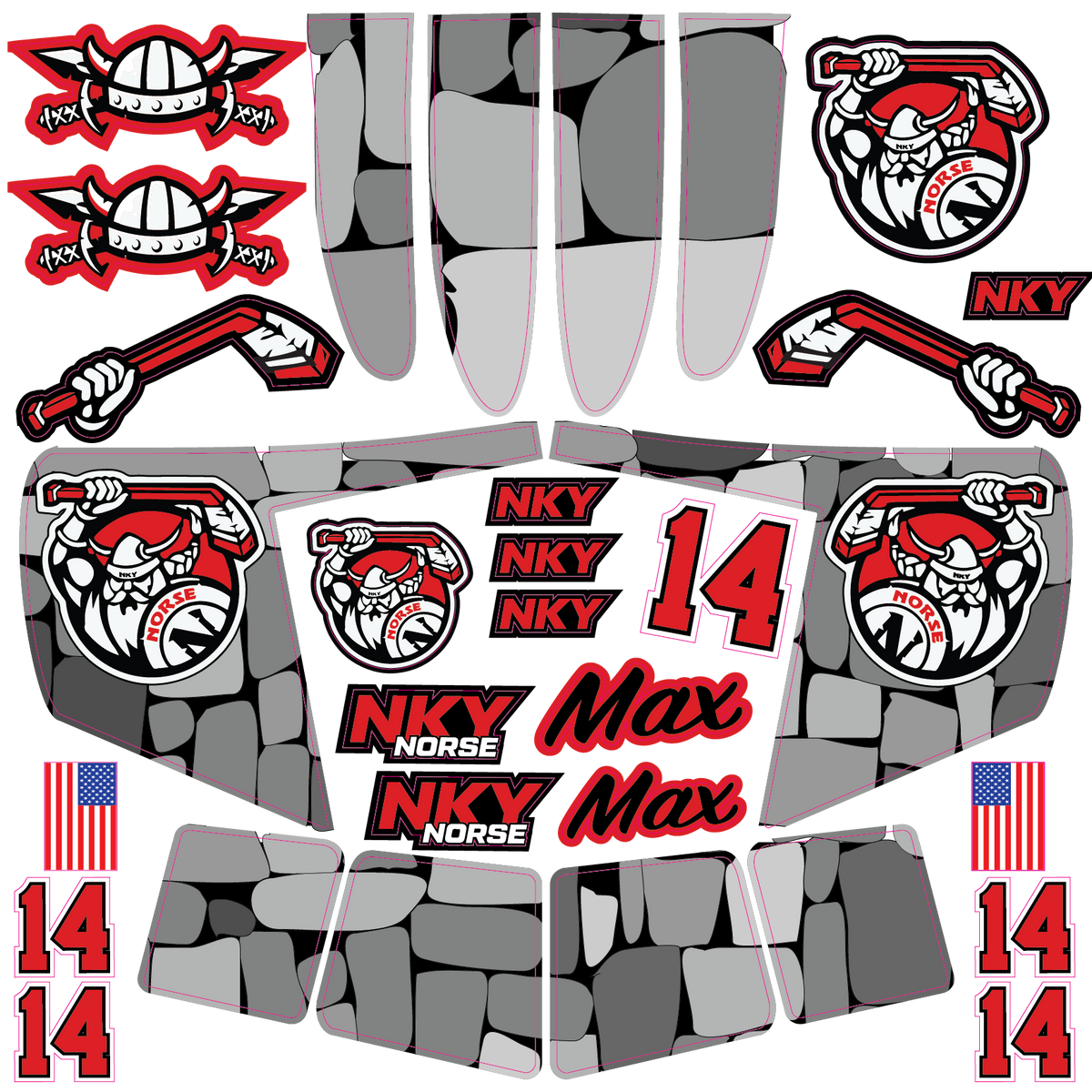 Shop NORTHERN KENTUCKY NORSE Custom Hockey Goalie Helmet Wrap Kit
