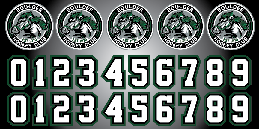 BOULDER ROUGHRIDERS Hockey Helmet Decals