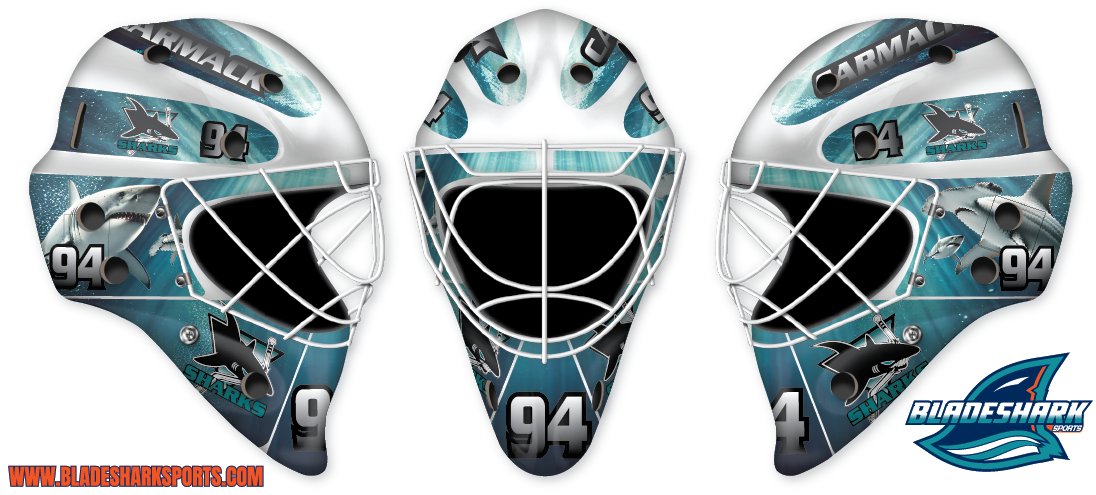 Shop ATLANTIC CITY SHARKS Custom Hockey Goalie Helmet Wrap Kit| BLADESHARK  Sports